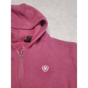 Ariat Burgundy Cozy Casual Fleece Lined Full Zip Hoodie Jacket Large Preppy Logo